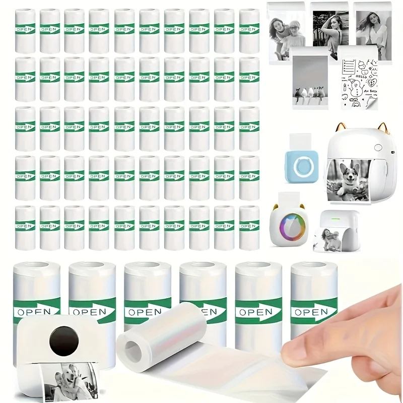 20 Rolls Matte Thermal Stickers | No Ink Needed Self-Adhesive | Instant Camera/Diary/Notes/Home Labeling