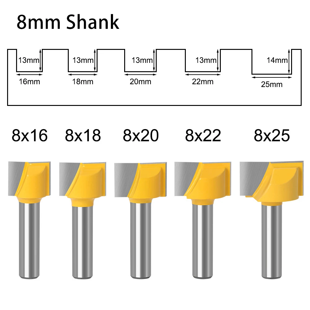 Flat Bottom Grooving Router Bit 8mm Shank Woodworking Bottom Cleaning For Furniture Plate Recess Work Milling Cutter