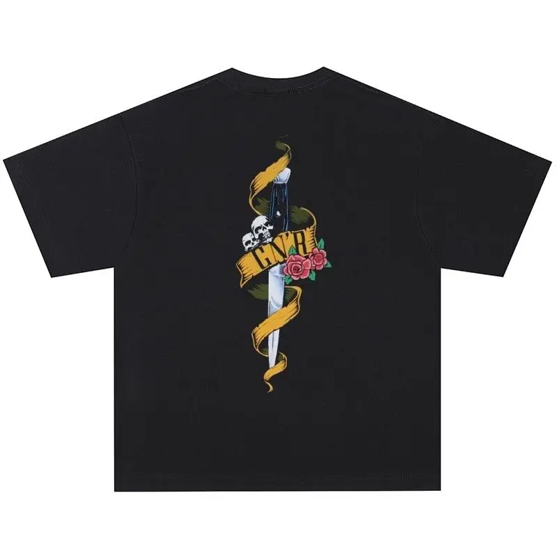 

Street Pure Cotton Short-sleeved Base Shirts for Men and Women, Loose American Retro T-shirts of The Guns N' Roses Band Rock