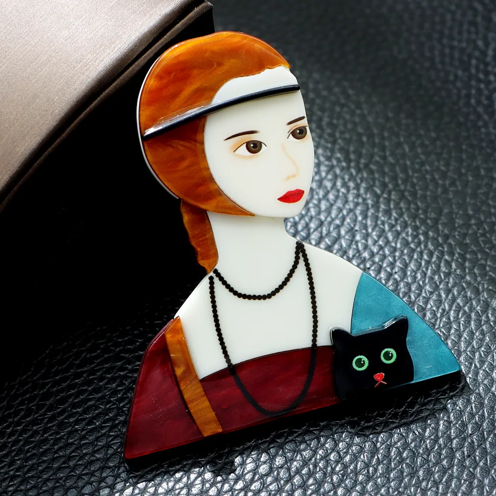 acrylic beautiful girl brooch fashion cartoon clothing accessories