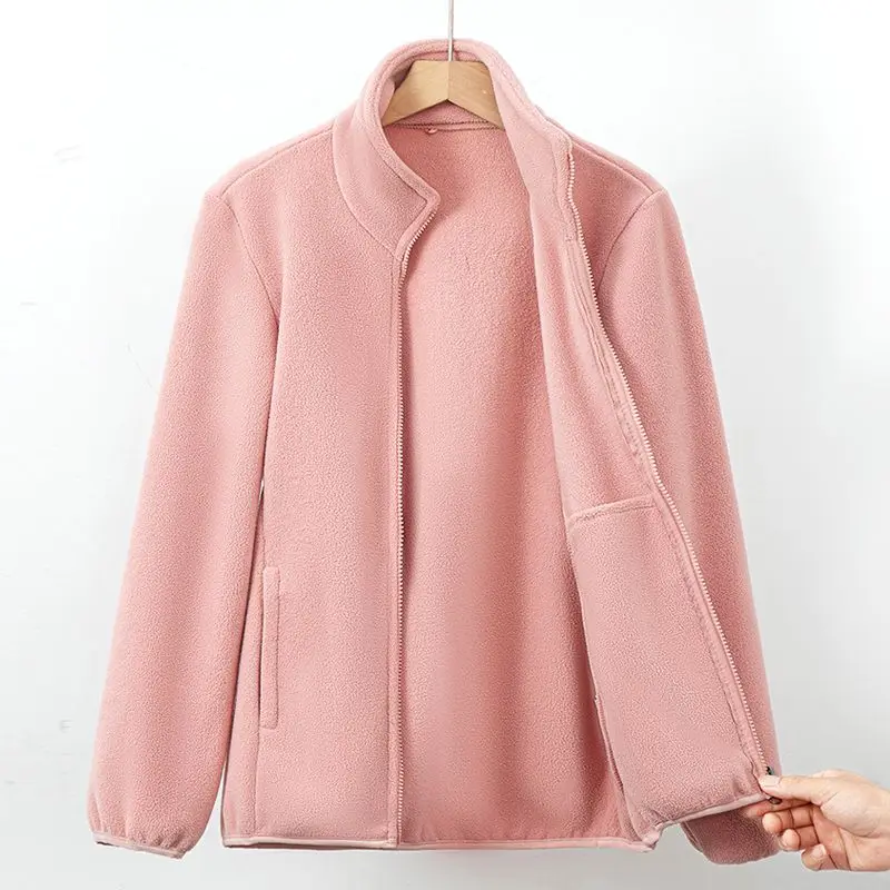 Winter Womens Fleece Jacket Double Sided Windbreaker Warm Thick Coral Fleece Coat Outwear Thermal Jacket Woman Fleeced Clothing