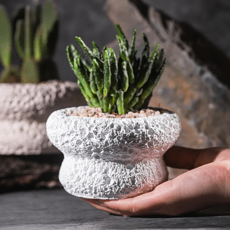 Internet celebrity Instagram style meteorite succulent flowerpot creative design cement flowerpot