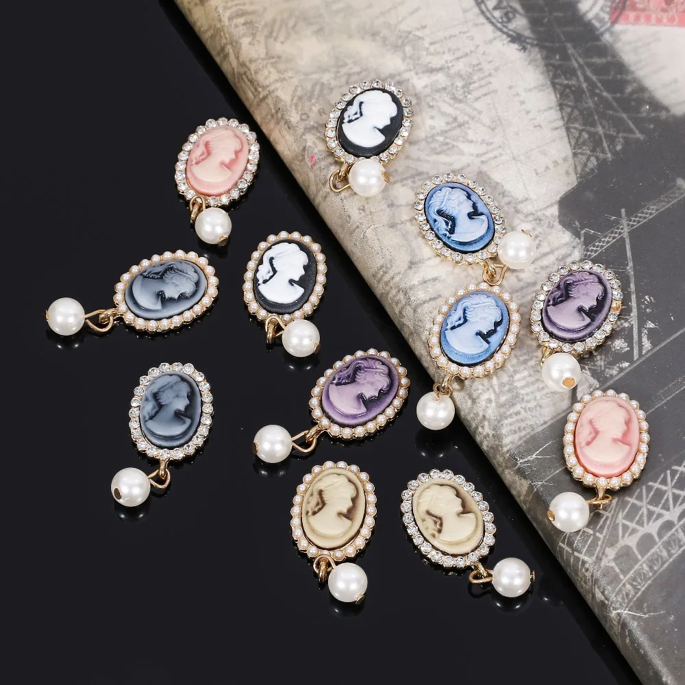 Engood 50Pcs Head Oval Rhinestone Button Pearl Pendant for Wedding Sewing Trim & Embellishment Craft DIY Hair Accessories BD30