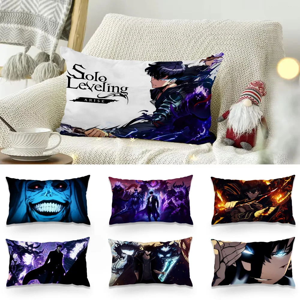 Solo Leveling Shadow King Pillow Covers Cartoon Sofa Decorative Home Double-sided Printing Short Plush Cute Cushion Cover