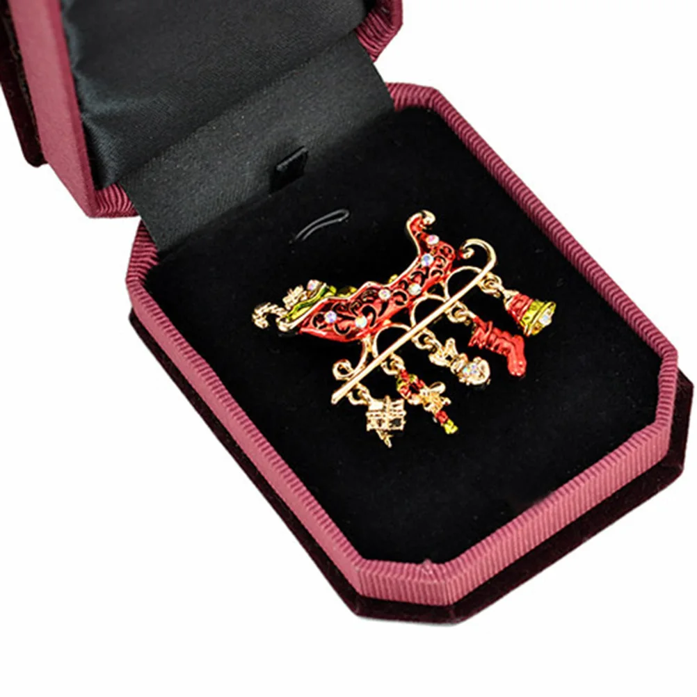 Sled Brooch Animal Boutonniere Pins Christmas Diamond Diamond-studded Alloy Badge