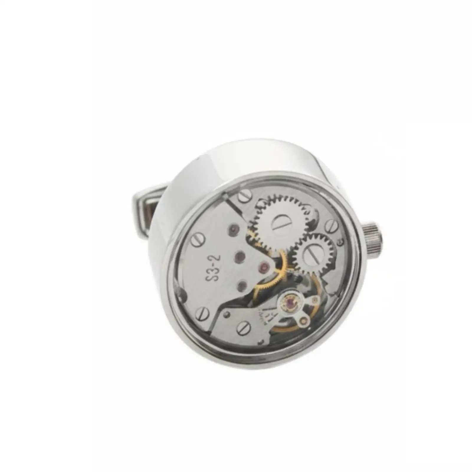 Steampunk Gear Movement Cufflinks with Glass Dome Elegant Men’s Fashion Accessory for Wedding or Lawyer Shirt