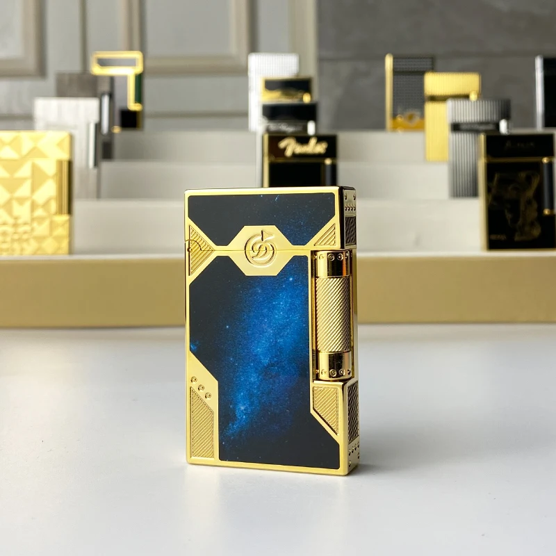 Luxe herdenkingsaansteker met enkele/dubbele vlam en ping-geluid, natuurlijk verfdesign voor sigarettenrokers 11278