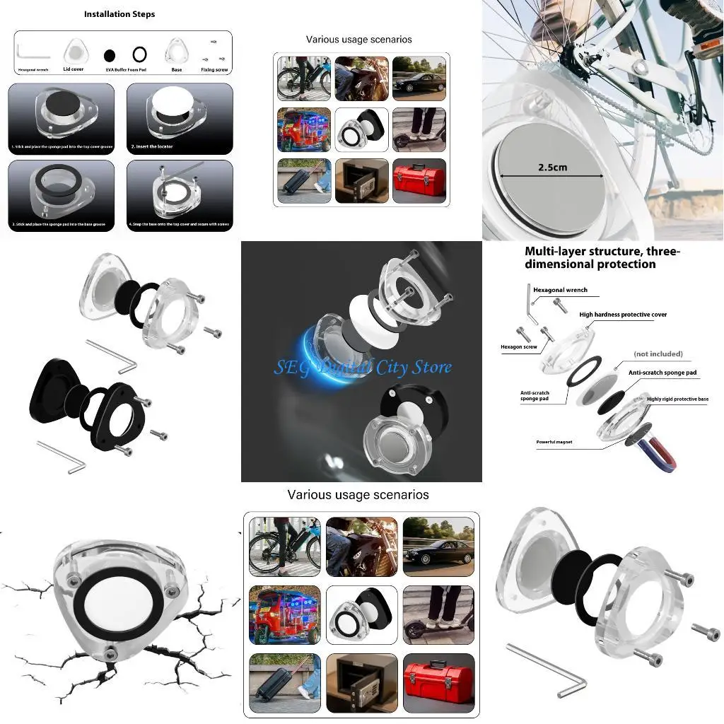 

U75B Holder Case For Tracking Devices Secure Grip On Bike Car Metal Surfaces