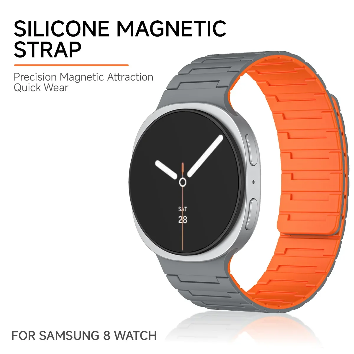 삼성 갤럭시 워치 8용 마그네틱 밴드 44mm 40mm 실리콘 루프 스트랩 교체용 팔찌 워치8 클래식 46mm 액세서리