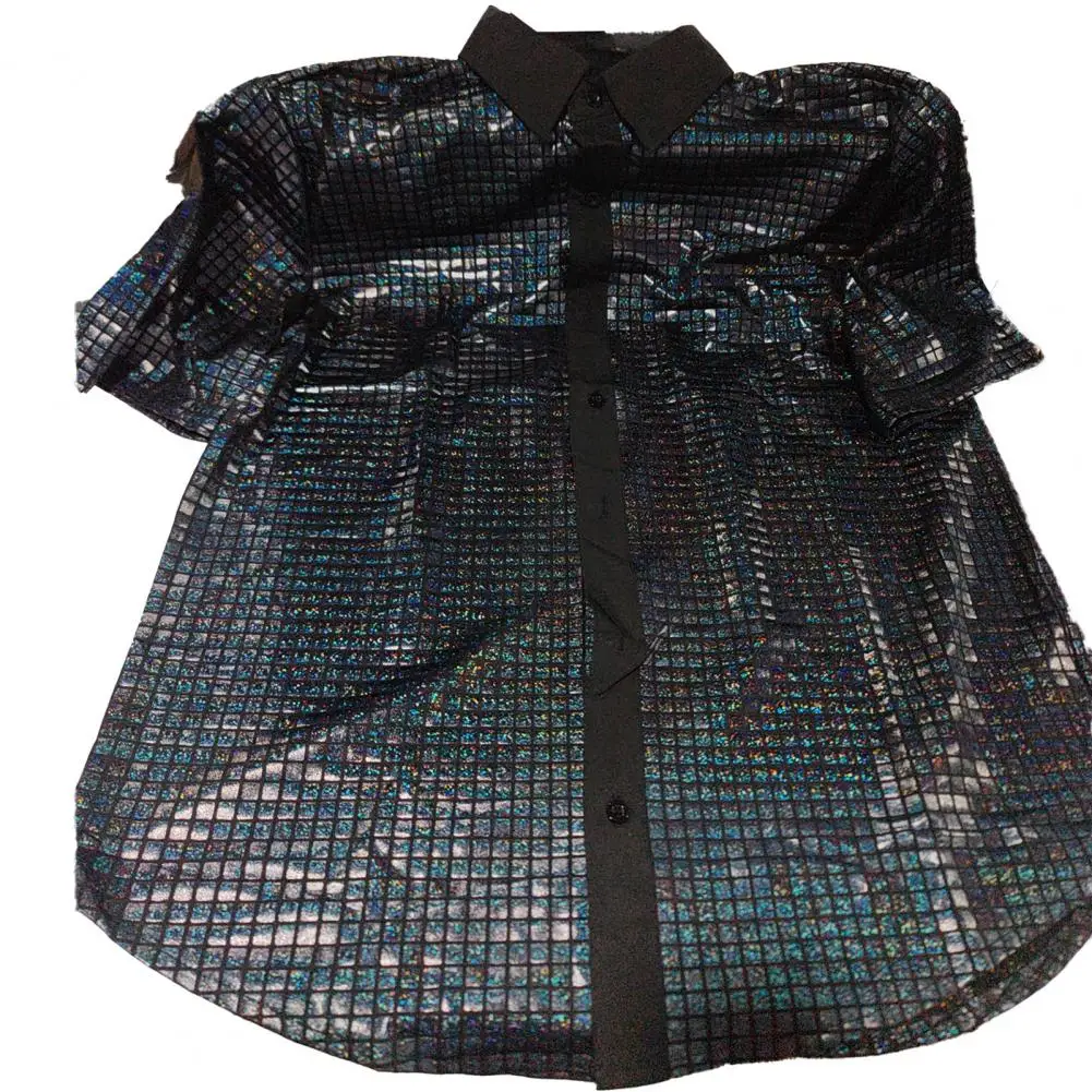 2025 S-2XL Men Performance Shirt Shiny Surface Men Shirt Long Sleeves Buttons Satin Club Party 70s Disco Stage Show Shirt