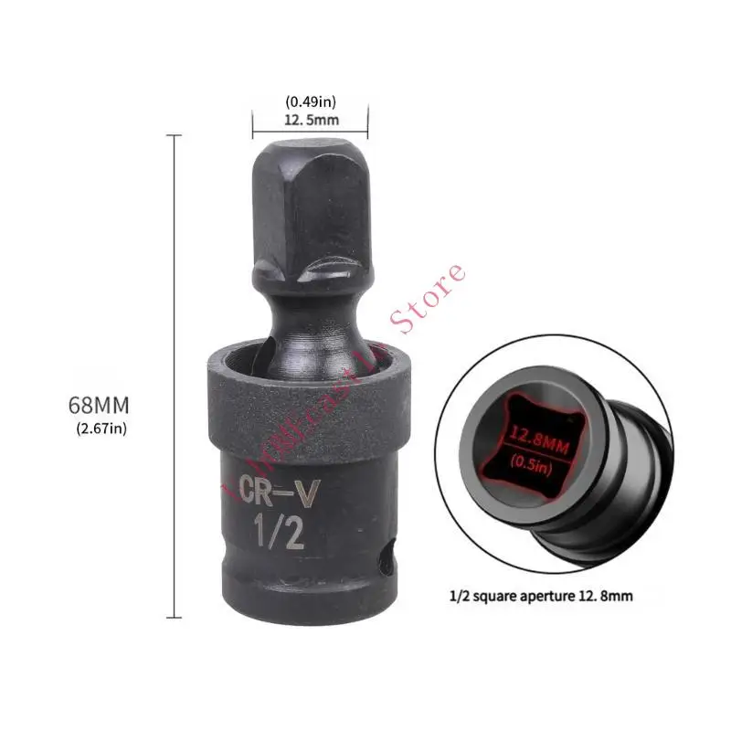 63HF High Strengths 1/2Inch Drive Universal Coupler Impact Universal Joint Reinforced Locking System 68mm Length