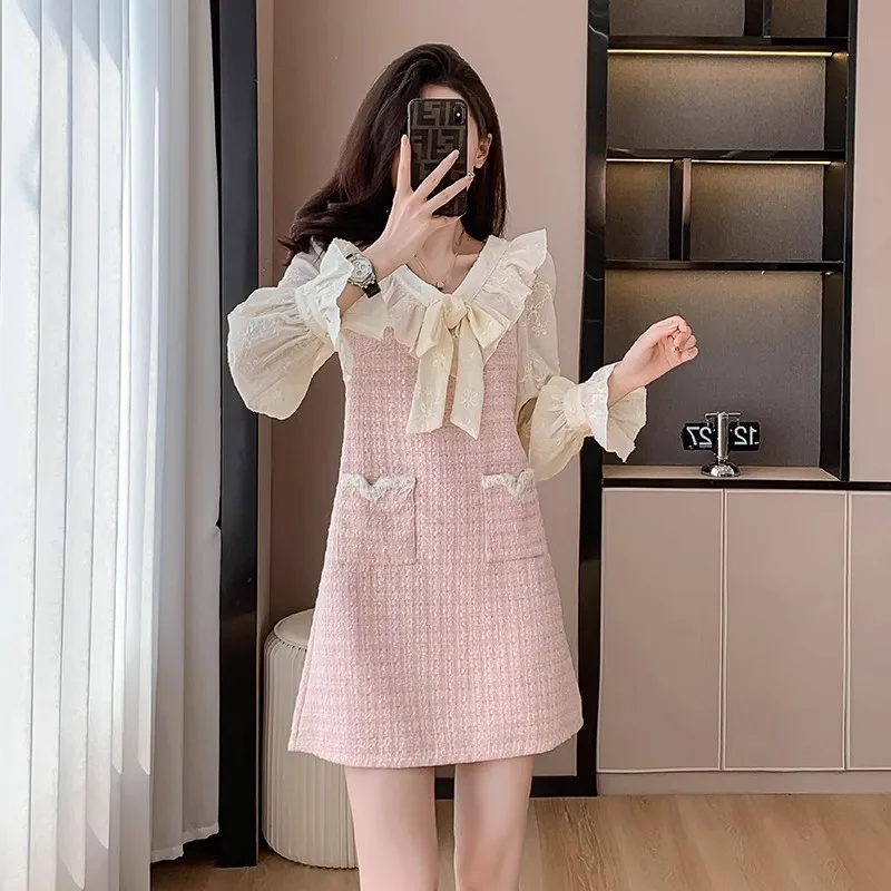 dress cute korean winter fashion Amulet V-neck dress for women, for teens, 20s, 30s, Korean fashion, sp