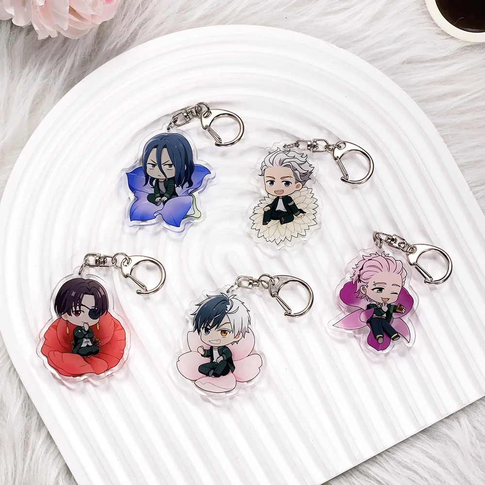 5Pcs Anime Wind Breaker Acrylic Car Keychain Bag Charms Accessories Cute Backpack Key Holder Funny Keyring Fans Friends Gifts