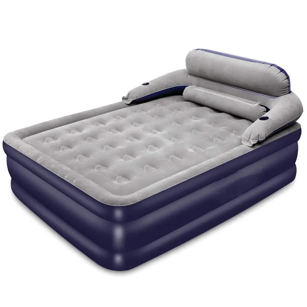 

STLF PVC Have Backrest Flocked Inflatable air Bed With Built in Pump