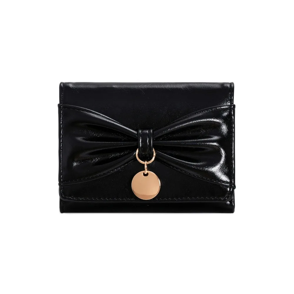 Cute Multi-Function Short Wallet Butterfly Knot Solid Color Credit Card Bag Coin Purses Women