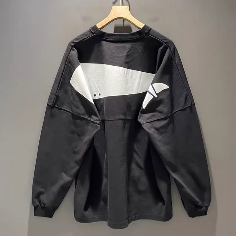 Japanese DESCENDANT DCDT 25AW Back Whale Print Long Sleeved T-shirt for Men Fashion Tees
