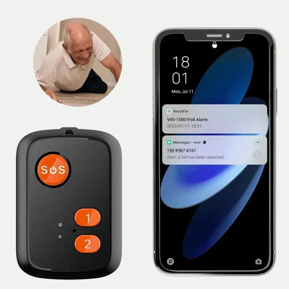 Senior GPS Tracking Pendant, 4G LTE, Geo‑Fence Alert, IP67 Waterproof SOS  Fall Detection with Alert Battery 1000mAh