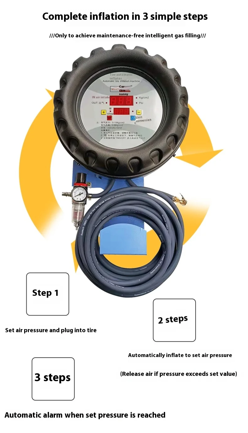 Wall-Mounted Fully Automatic Car Tire Shop Air Pump Tire Digital Display Air Filling Machine