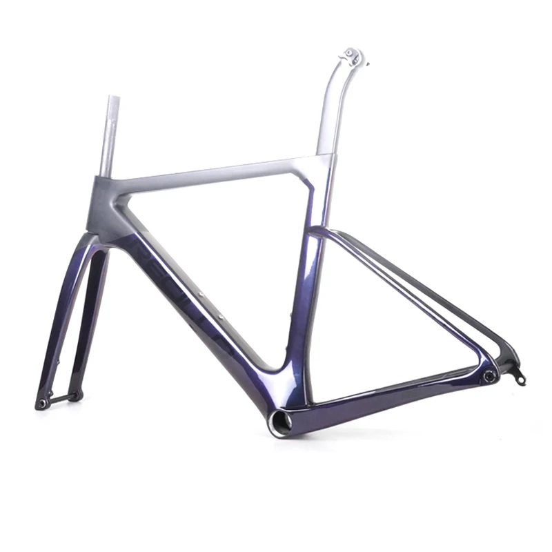 hot sale grey color Carbon Fiber Road Frame with handlebar Bicycle Carbon T1000 Bike Frame Disc Brake Type T47 thread BB