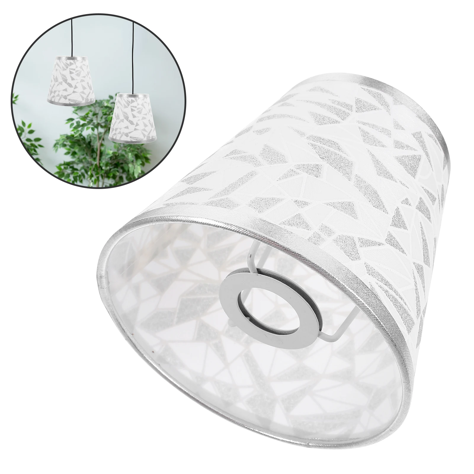 

Fabric Wall Lamp Shade Silver Diamond Pattern E14 Lampshade for Living Room Bedroom Replacement Light Fixture Cover Pendant