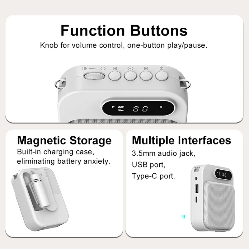 

Портативный беспроводной Bluetooth-микрофон с интеллектуальным шумоподавлением и функцией перезарядки для обучения и проведения совещаний