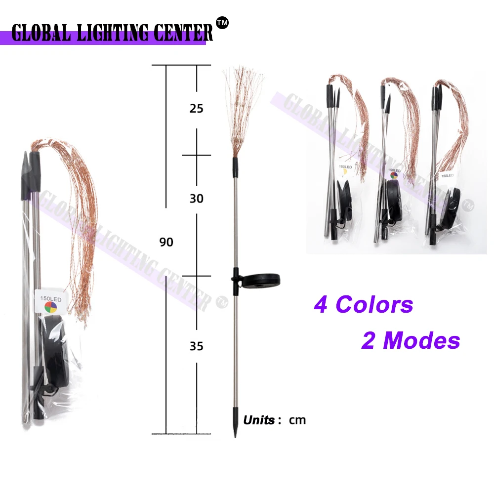 Outdoor Solar Vuurwerk Licht Waterdichte String Fairy Lampen Altijd aan/knipperende Grond Lamp Tuin Gazon Versieren Verlichting 150 LEDs