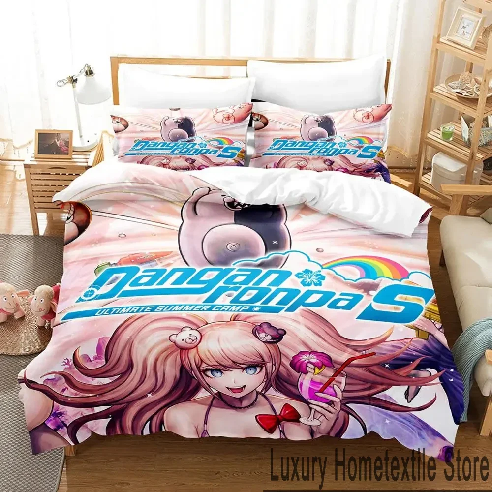 ثلاثية الأبعاد طباعة أنيمي Danganronpa طقم سرير بنين بنات التوأم الملكة الملك الحجم غطاء لحاف المخدة السرير الأولاد الكبار المنسوجات المنزليةxtile #3