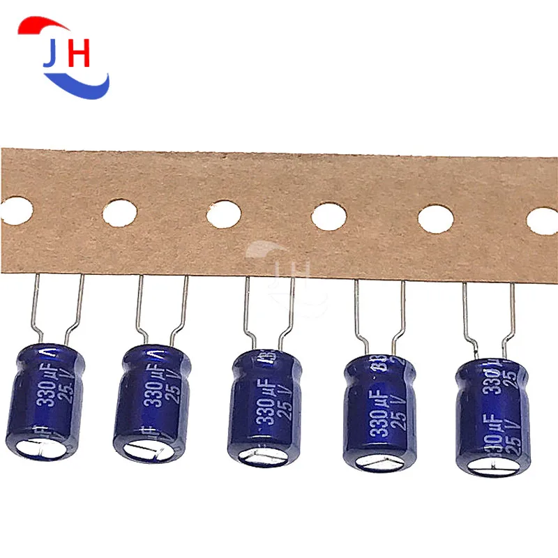 10PCS Aluminum Electrolytic Capacitor 25v330uf 8*11.5 M 85 Degree Blue Robe Audio 5.0mm Pin Distance 25V 330UF