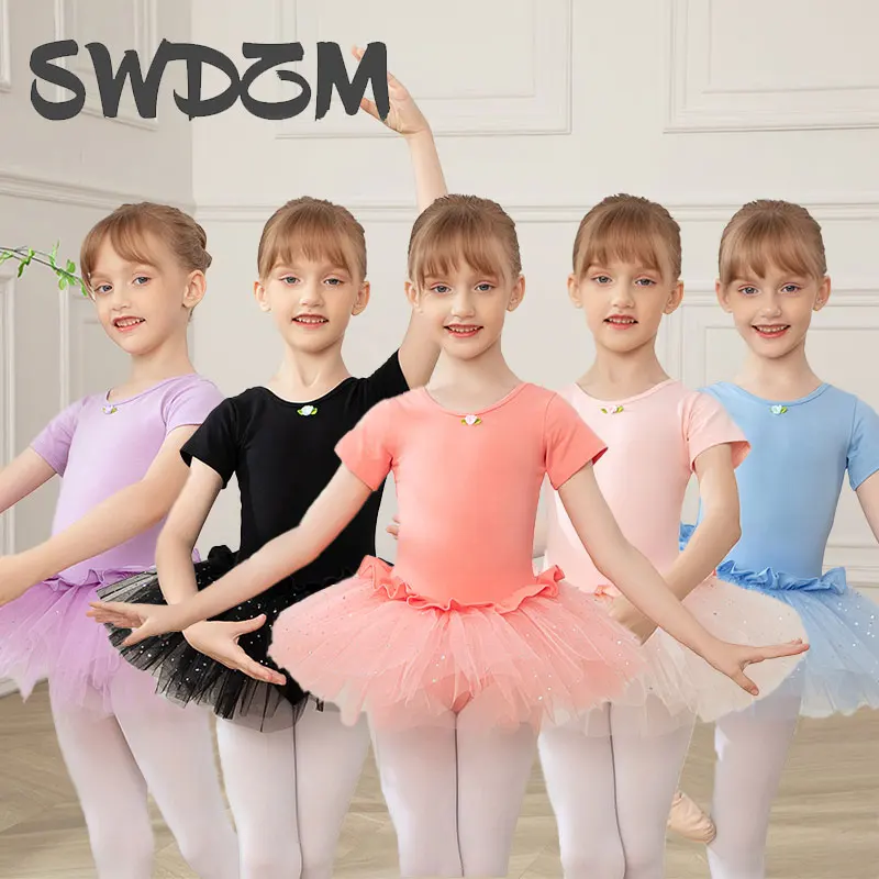 Ballet Skirt Girls Dance Leotards Party Dress Cotton Gymnastics Clothes Kids Children Ballet TuTu Dance Skirt Costumes Students
