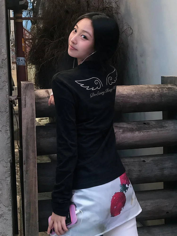 Tonngirls Y2k Japanisches T-Shirt für Damen, langärmelig, mit grafischem Aufdruck, Streetwear, amerikanisches Retro-Vintage-Oberteil, T-Shirt, 2000er-Jahre-Ästhetik – Detail 7