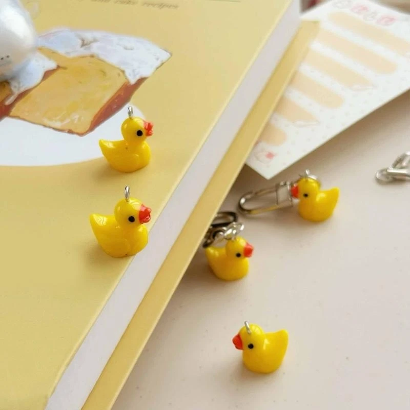 Quirky Yellow Duck Bag Charm Resin Crafted Animal Keychain Handmade Gift for Her