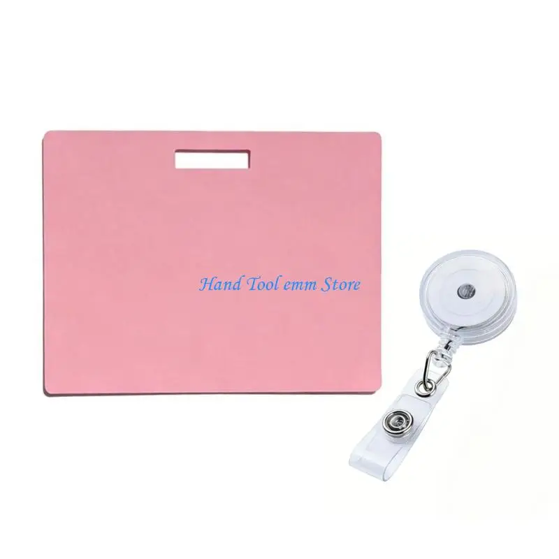 H37F Double Sided Writing Board Erasable Silicone Memo Card with Retractable Badge Holder for Office Note and Study Tasks