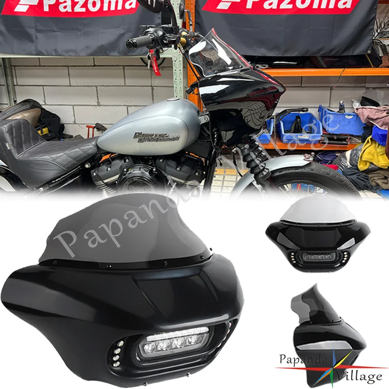 

Обтекатель фар мотоцикла, кронштейн для лобового стекла, передняя светодиодная фара с сигнальным светом для Harley Softail Standard 107 FXST 18-2024