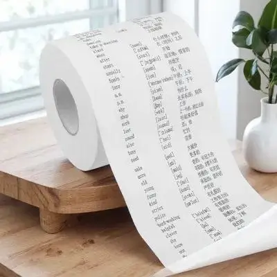 1 Roll English Word Toilet Paper Phonetic Symbols Fun Learning Bathroom Tissue For Kids Vocabulary Boost Creative Novelty Roll
