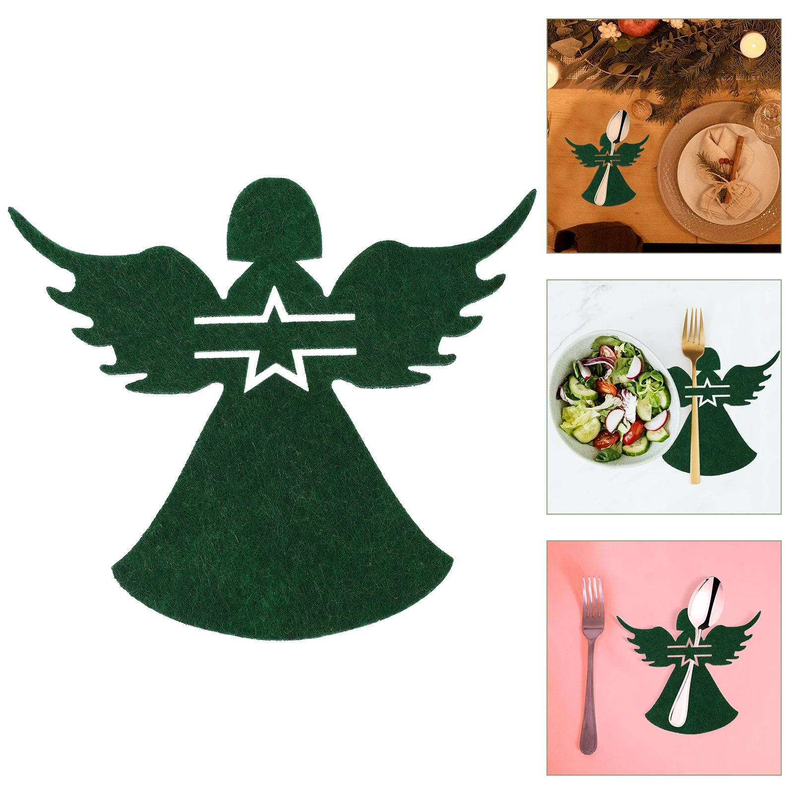 

Alipis 4pcs Christmas Angel Cutlery Bags Inflatable Tree Tabletop Xmas Sock Sack Wrapping Lights Decor Kit Ornaments Green