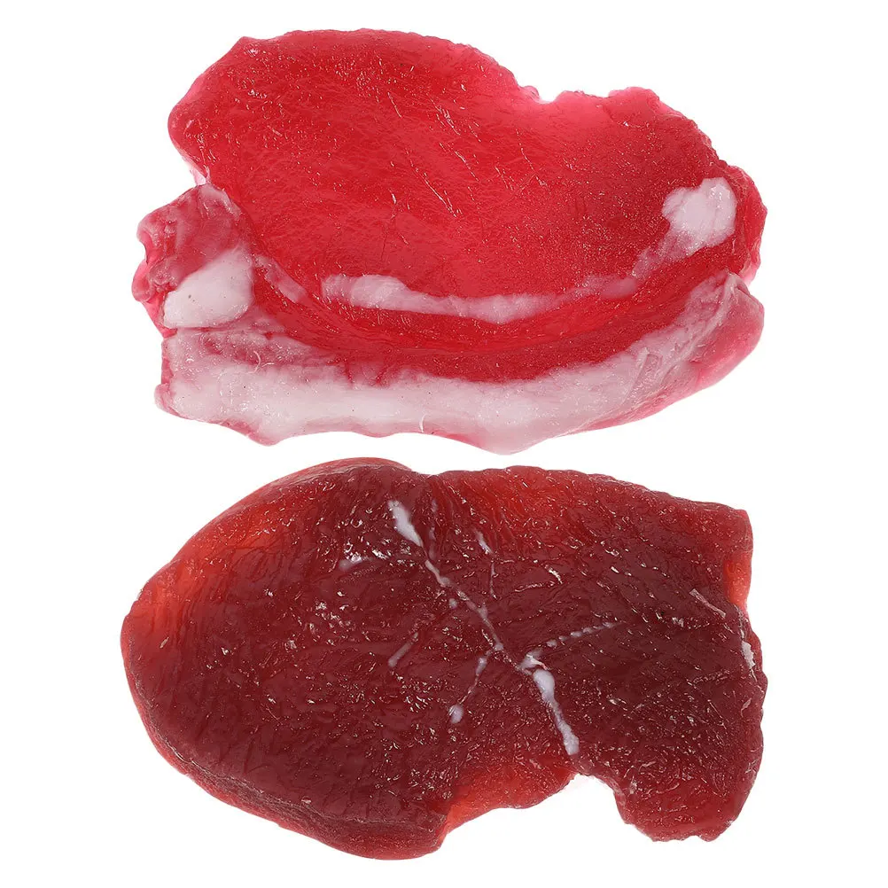 2Pcs Realistic Fake Fresh Pork Beef Meat Lifelike Food Props Kitchen Decor Photography Display Market Use Fake Steak Model
