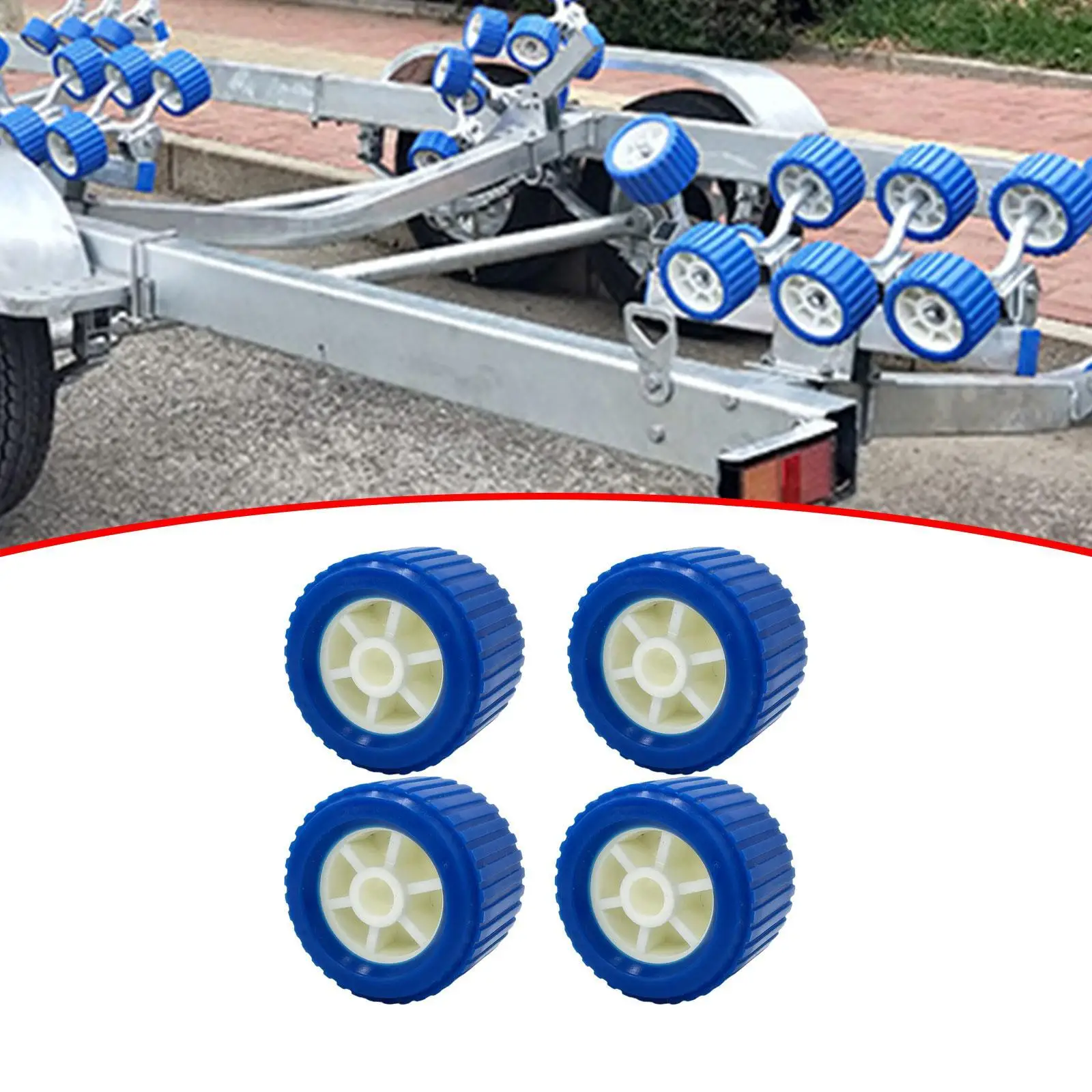 4x Marine Ribbed Wobble Roller Versatile Professional Heavy-duty Wearproof High Temp Resistant Boat Lift Wheels for Camper