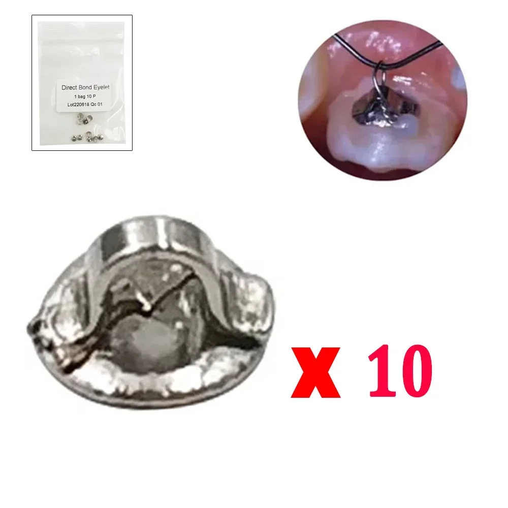 

10 шт./упак., стоматологический язык, боковая пряжка, ортодонтическая сетка, лингвальные кнопки, нижнее перфорированное соединение