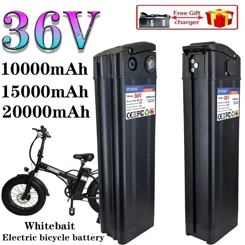 

18650 lithium battery 36V 250w~1000w electric bicyclesilverbait battery10ah 15ah 20ah high capacityelectric bicyclebattery