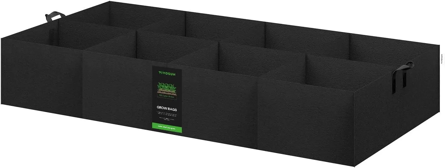 

8-Grid 129 Gallon Plant Grow Bags, Large Fabric Raised Garden Bed with 400G Thickened Breathable Fabric, Reinforced Hand