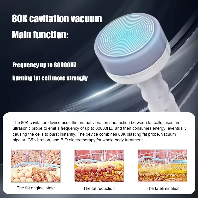6 in 1 Portable 80k Slimming Shaping Negative Pressure Beauty Equipment Vacuum Cavitation Fat Dissolving Slim