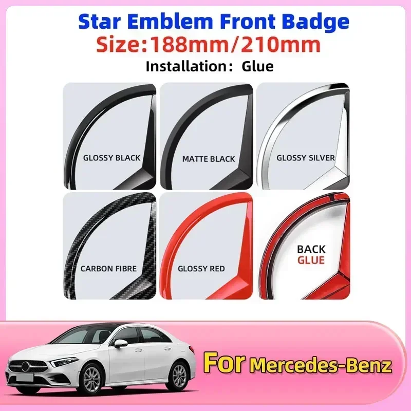 

1pcs 188mm 210mm ABS Car Front Grille Badge Decal Cover Emblem For Mercedes Benz A/B/C/E/S Class GLA CLA GLE GLK CLK CLS GLS GLC