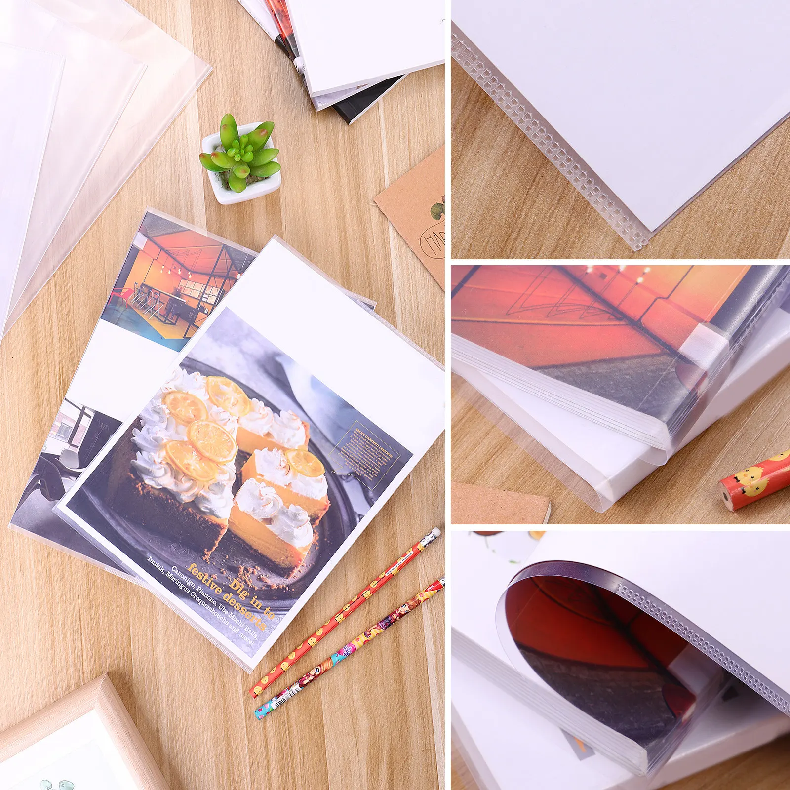 5Pcs Clear Waterproof PP Book Covers Reusable Protective Sleeve Easy Use for School Art Projects Textbook Protection