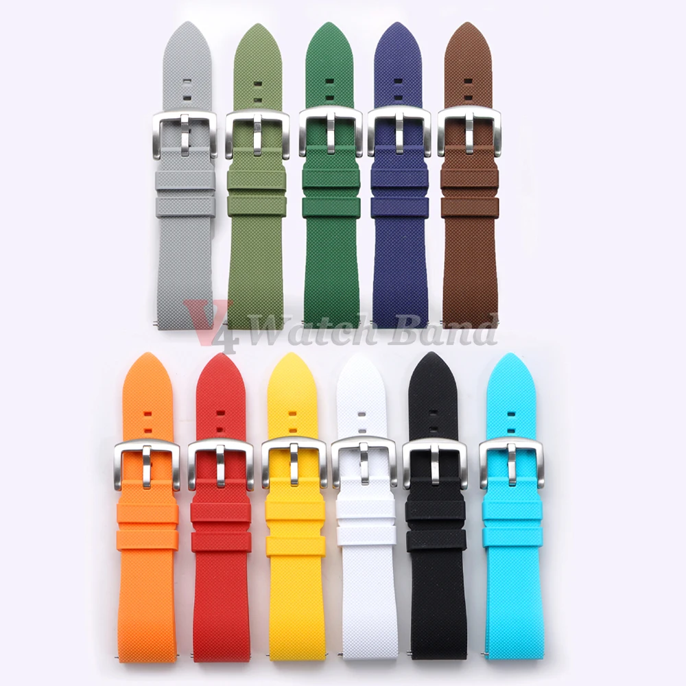Classic Tropical  FKM Rubber Watch Strap for Seiko 20mm 22mm Watchband for Oris Wristbelt for Fossil Replaement Bracelet Belt - view 2