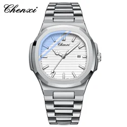 CHENghts-Montre à Quartz en Acier Inoxydable pour Homme, Montre-Bracelet de Luxe, Étanche, Shoous, Date, Horloge, Cadeau, 8222