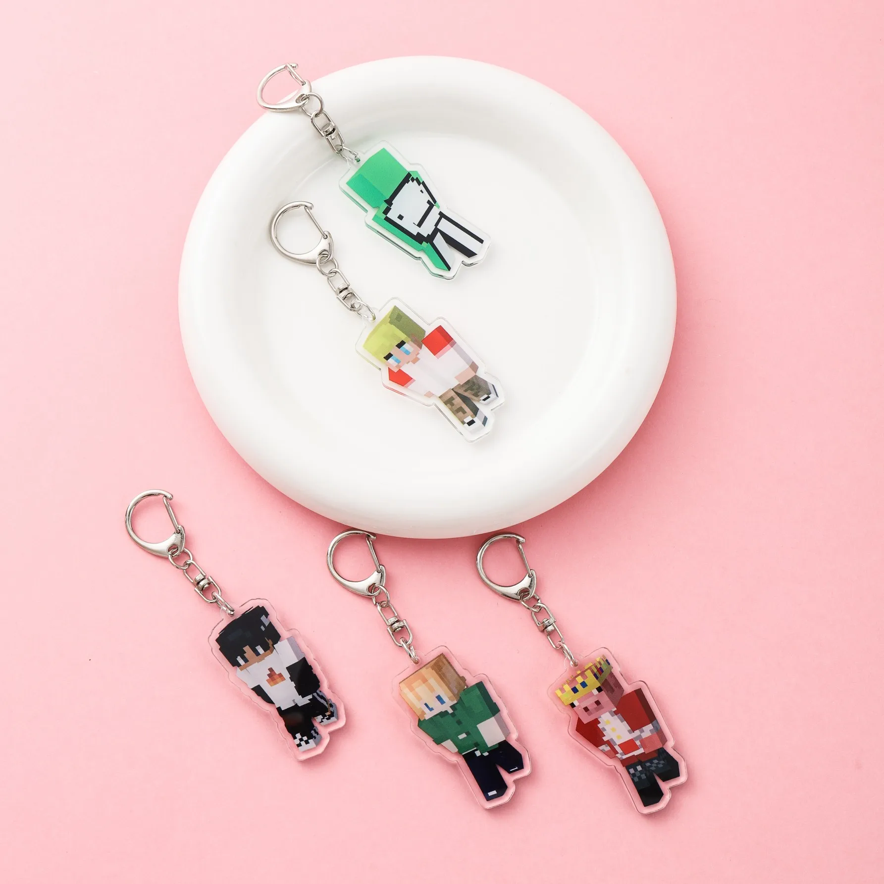 شخصيات اللعبة Minecraft الاكريليك سلسلة مفاتيح السيارة الملحقات العصرية حقيبة سحر ظهره قلادة حلقة رئيسية المشجعين الأصدقاء الهدايا