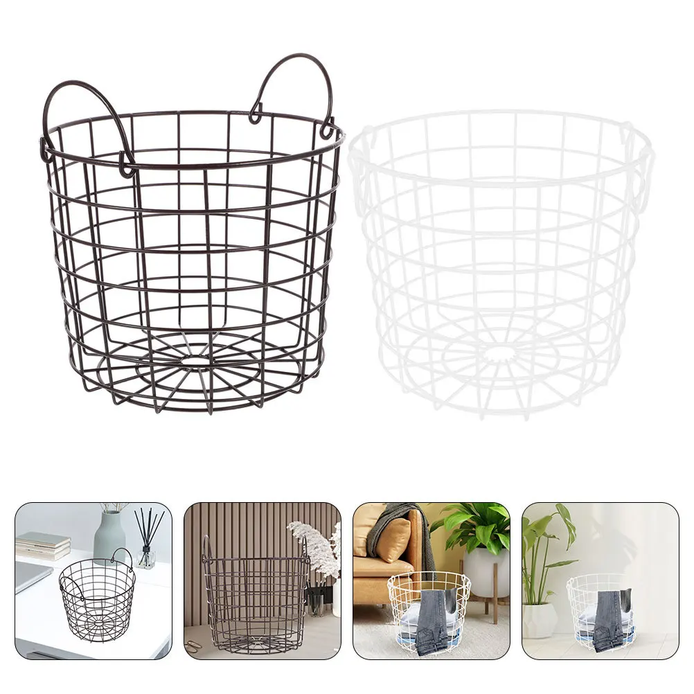 

2Pcs Metal Wire Basket Sturdy Iron Grid Organizer for Household Sundries Storage Pantry Fruit Vegetable Organizer Bins