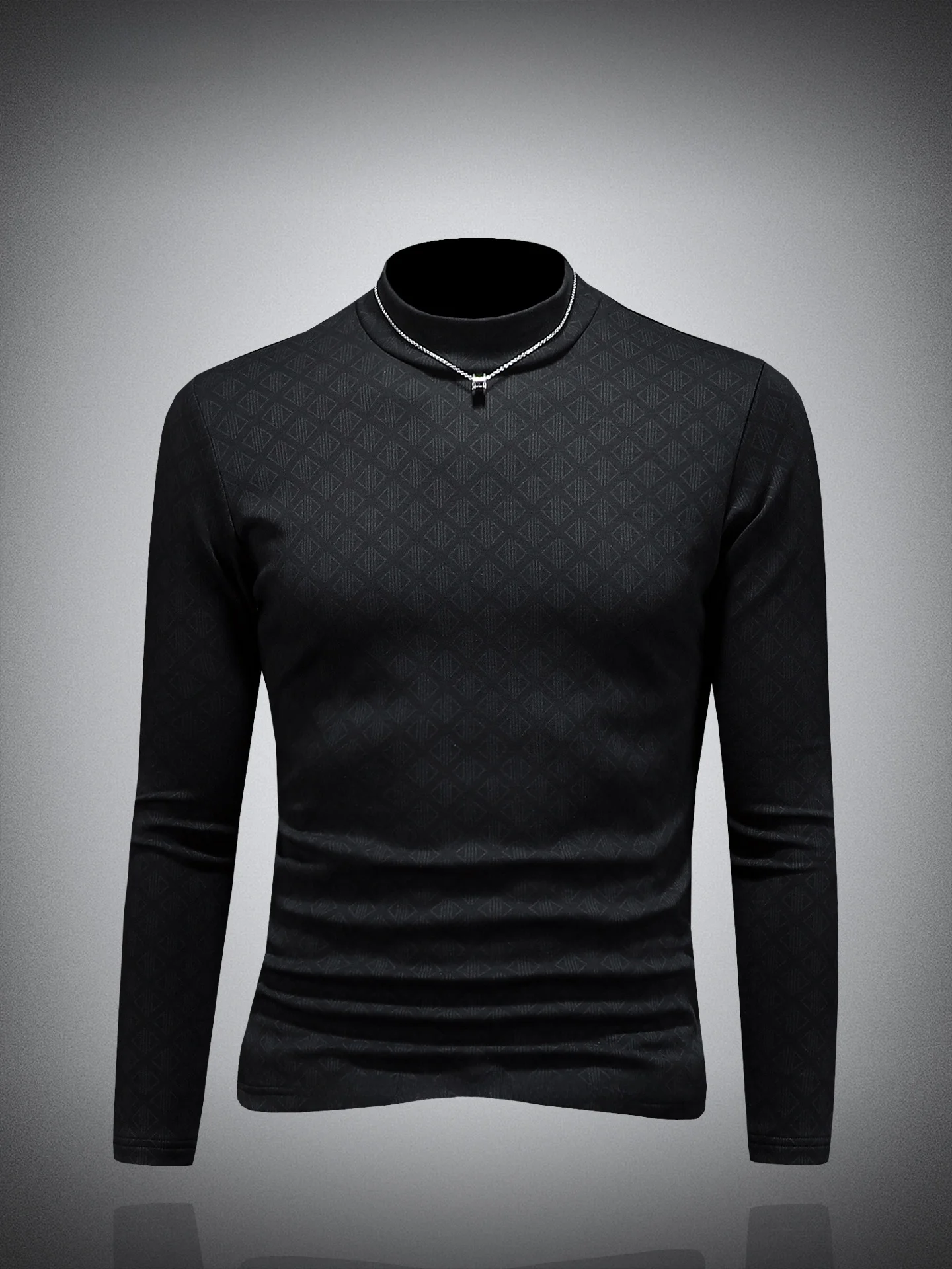 

Slim Fit Men's Base Layer irt f High Collar Long Sve Fce Lined T-irt Casual Sle Cotton Blend Thermal Top