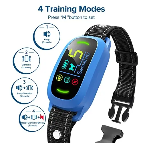 Automatic Smart Anti-Barking Dog Collar HD Digital Display IP67 Waterproof Rechargeable Bark Stopper Made Polyester Plastic