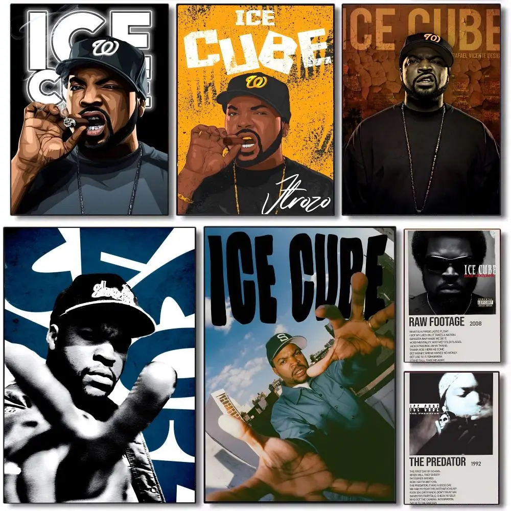 Ice Cube Rapper Poster HD Waterproof Self-Adhesive Wall Sticker For Room Decor, Premium Print Gift